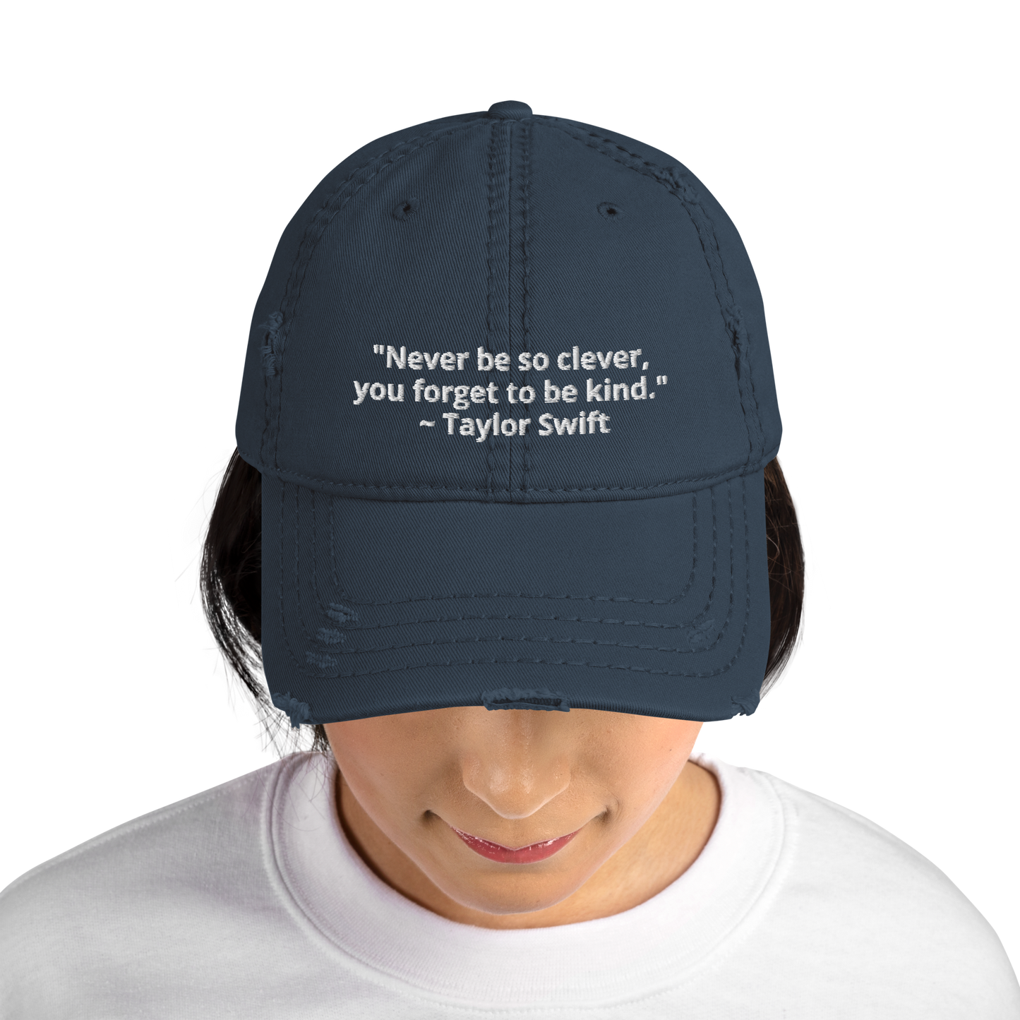 Distressed Hat - Taylor Swift Lyric [Navy]