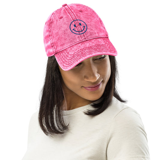 Be Kind, Smiley, Vintage Cotton Twill Cap, Pink